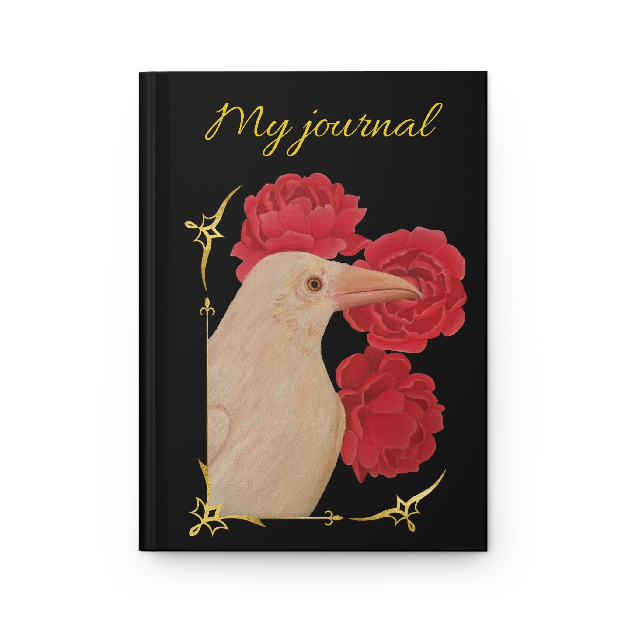 Hardcover Journal — 'My Journal' Raven & Red Roses Matte Notebook