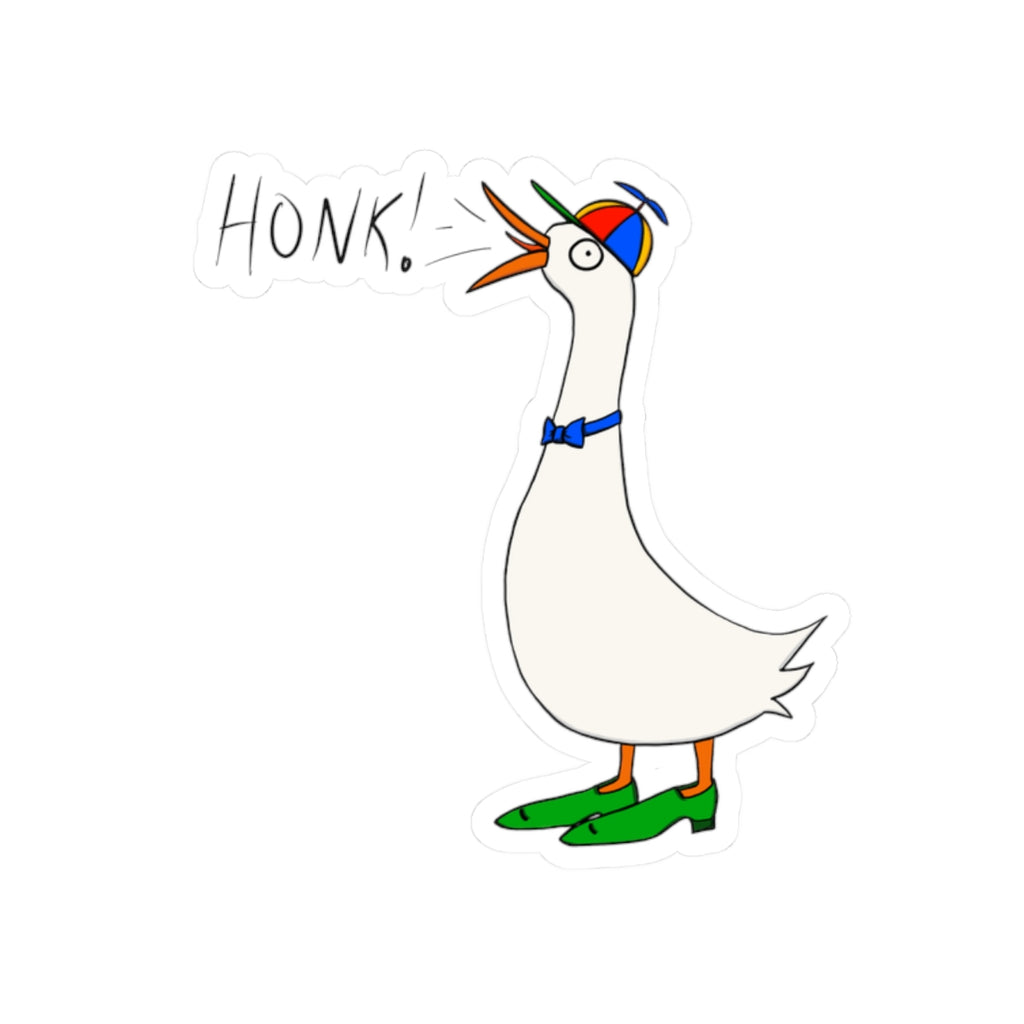 Goose "Honk!" Kiss-Cut Sticker — Cute Cartoon Bird Laptop Decal