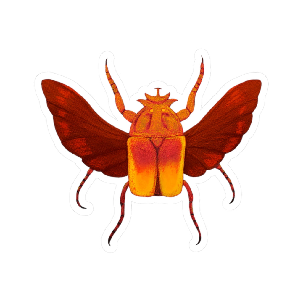 Golden Red Beetle Kiss-Cut Sticker — Insect Laptop Decal