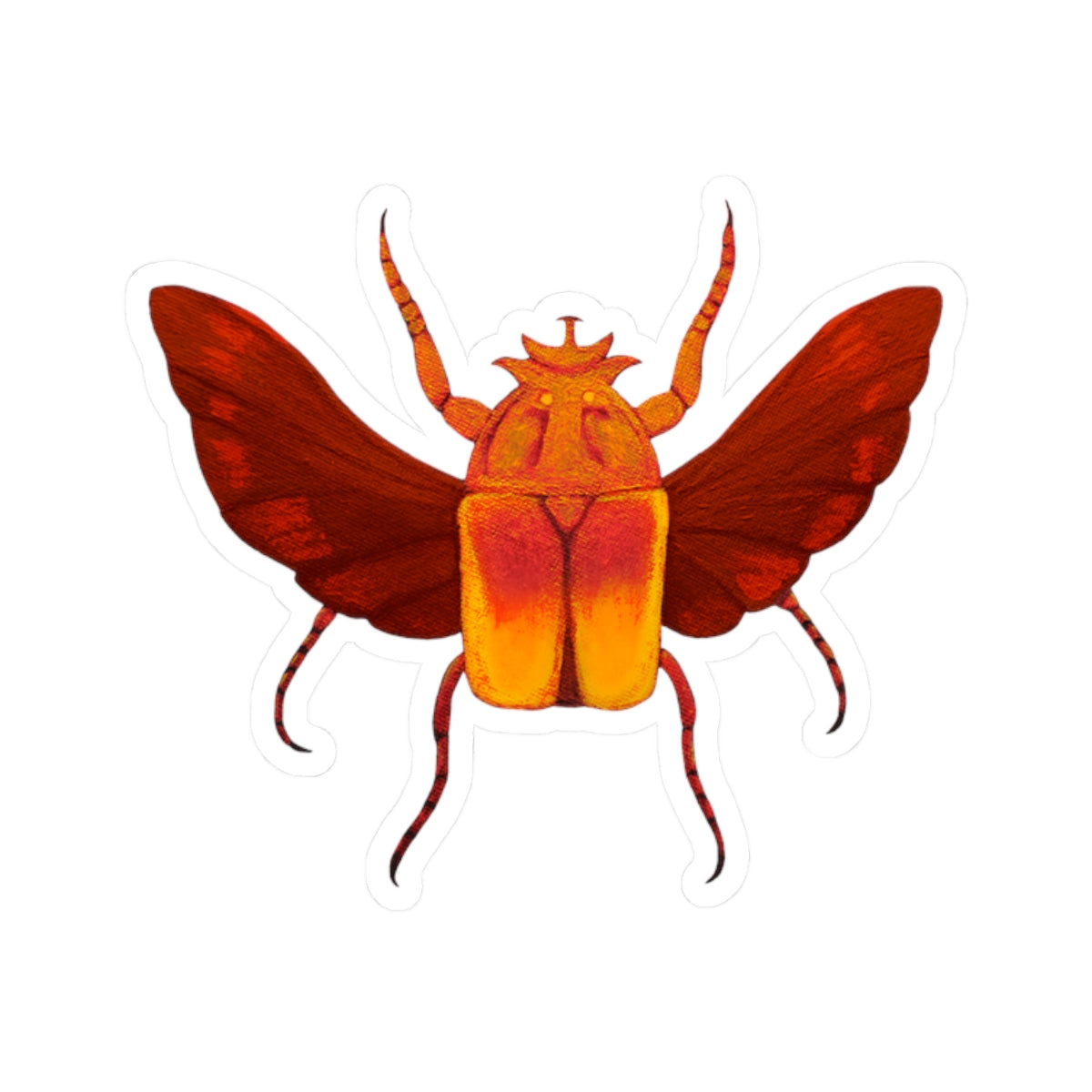 Golden Red Beetle Kiss-Cut Sticker — Insect Laptop Decal
