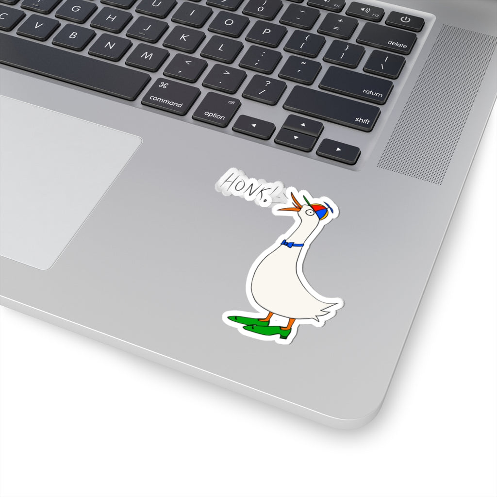 Goose "Honk!" Kiss-Cut Sticker — Cute Cartoon Bird Laptop Decal