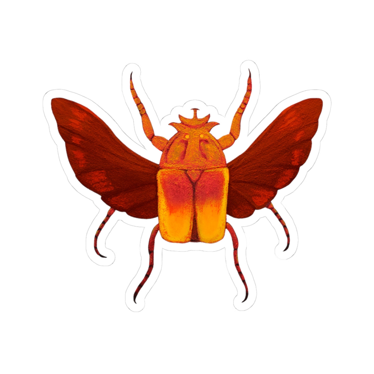 Golden Red Beetle Kiss-Cut Sticker — Insect Laptop Decal
