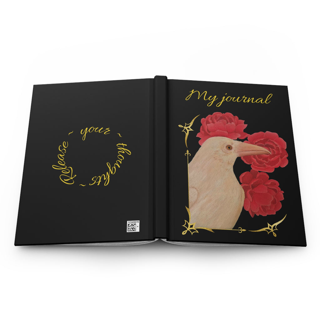 Hardcover Journal — 'My Journal' Raven & Red Roses Matte Notebook