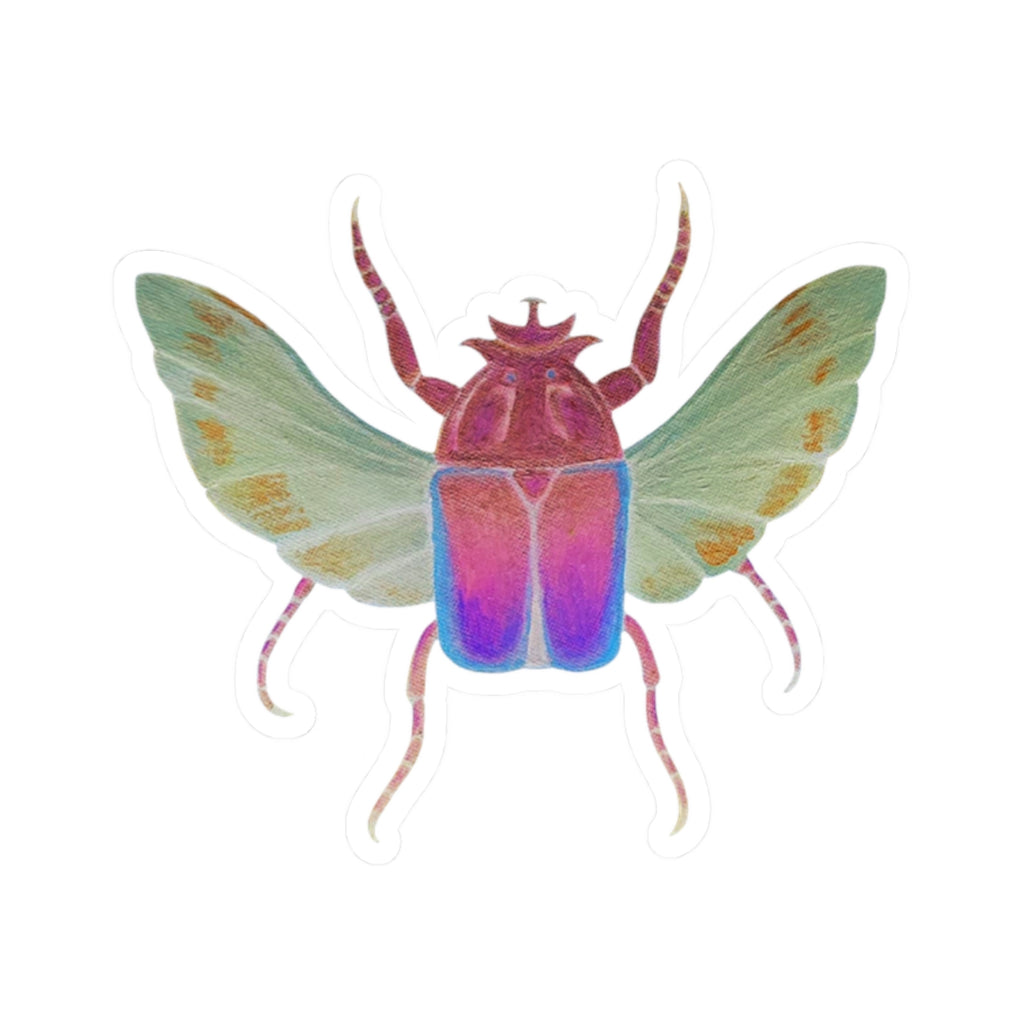 Iridescent Beetle Kiss-Cut Sticker — Colorful Bug Laptop Decal