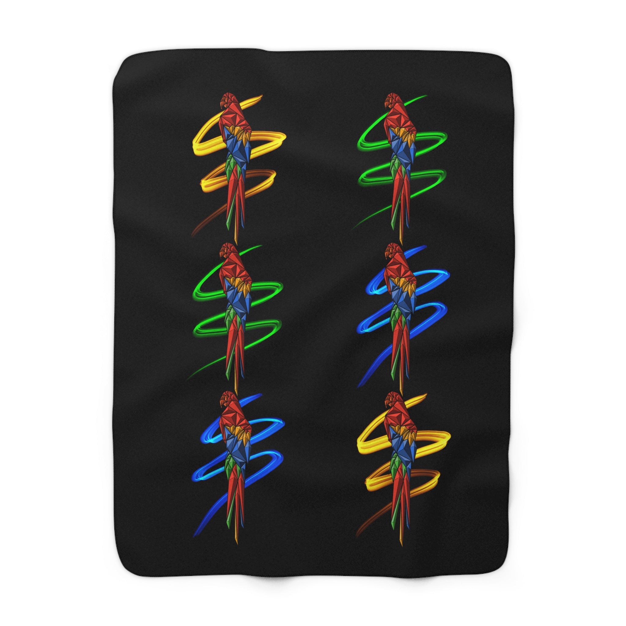 Origami Macaw Parrot Spiral Sherpa Fleece Blanket | Tropical Bird Throw