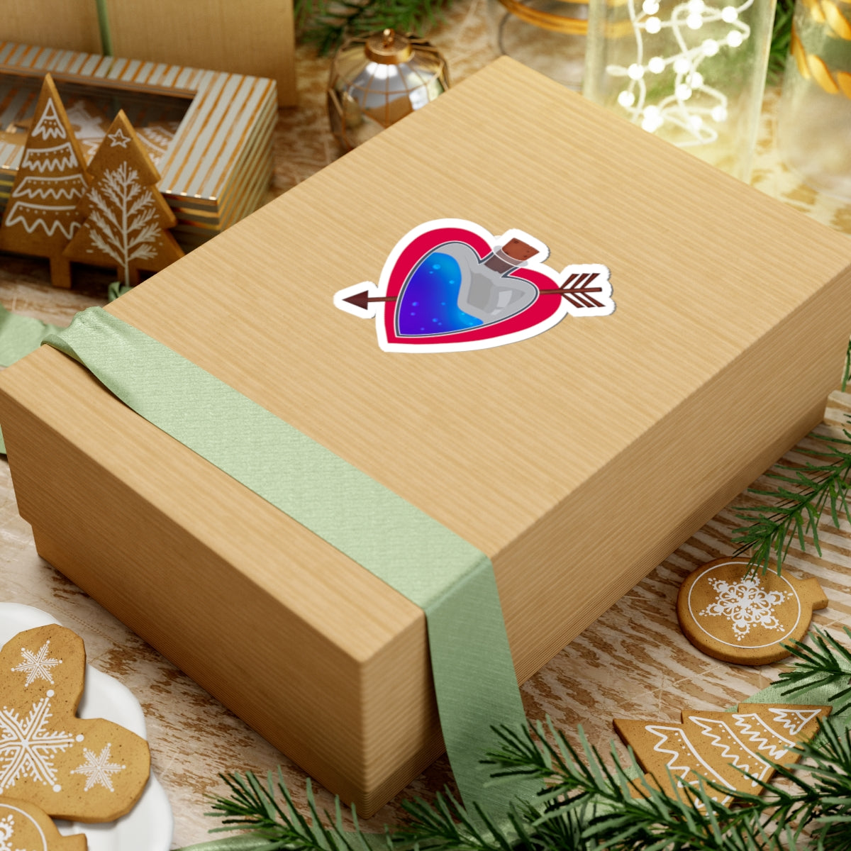 Love Potion Heart Sticker — Cute Arrowed Kiss-Cut Vinyl Sticker for Laptops & Gifts