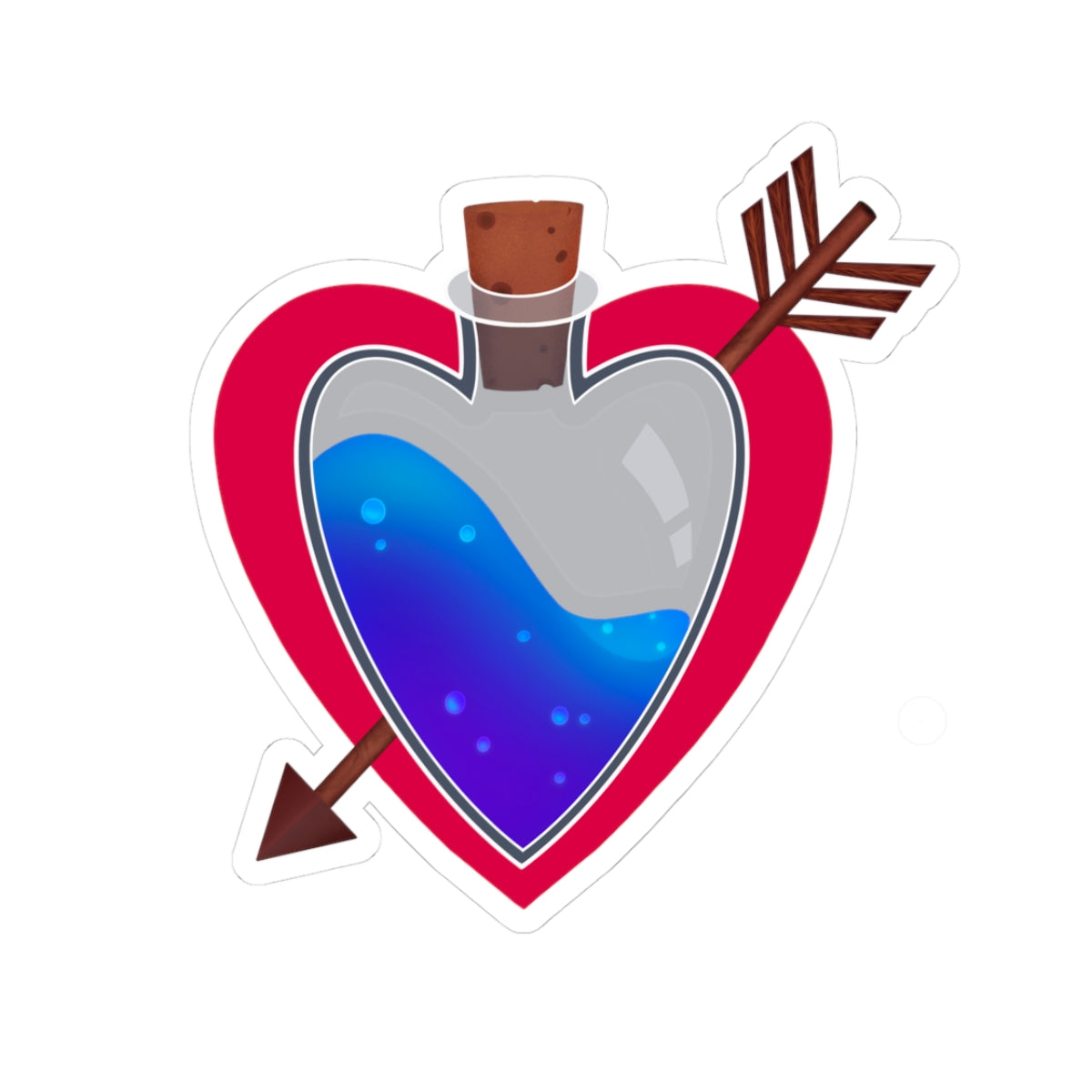 Love Potion Heart Sticker — Cute Arrowed Kiss-Cut Vinyl Sticker for Laptops & Gifts