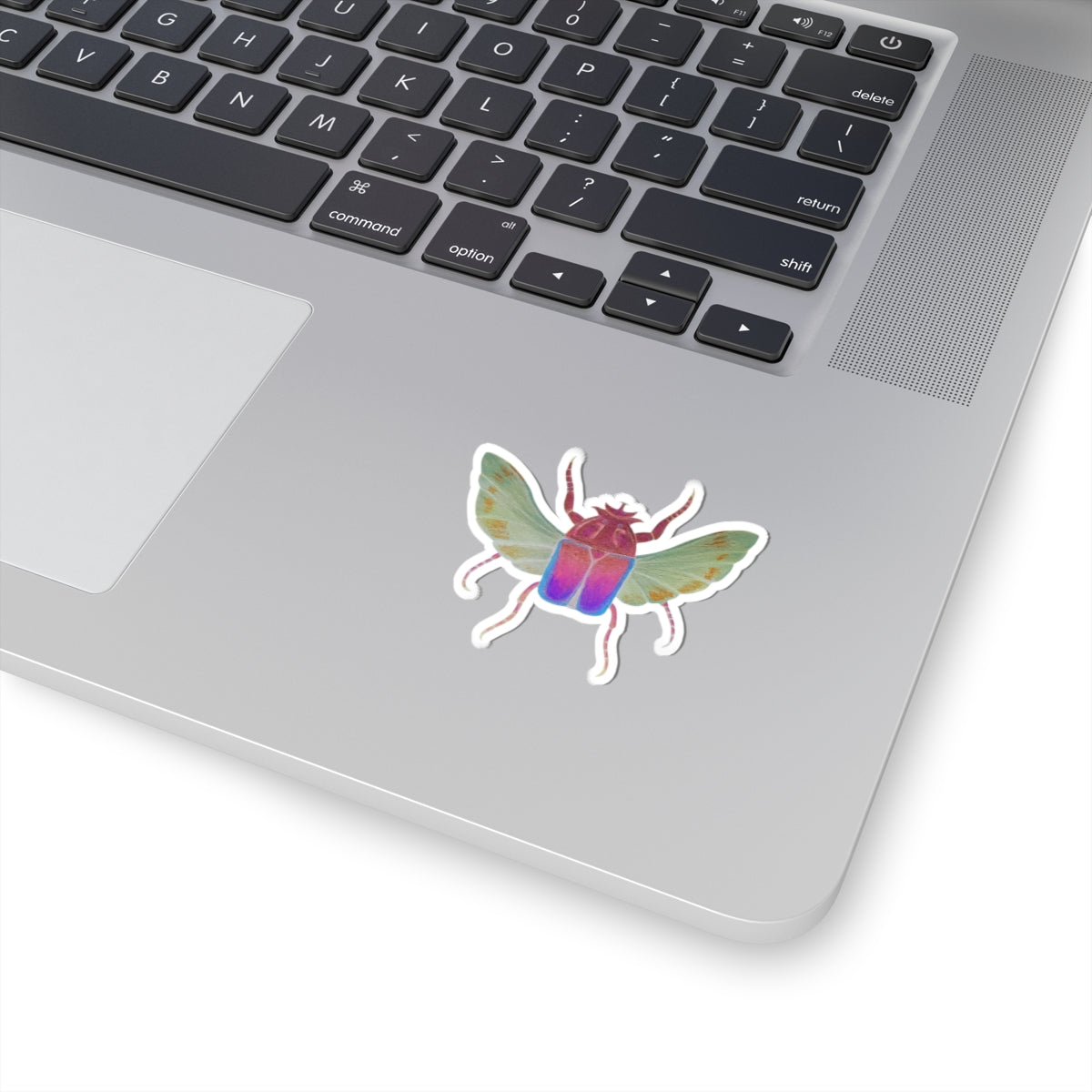Iridescent Beetle Kiss-Cut Sticker — Colorful Bug Laptop Decal