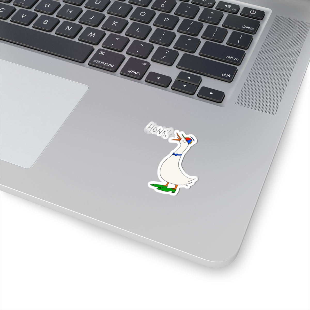 Goose "Honk!" Kiss-Cut Sticker — Cute Cartoon Bird Laptop Decal