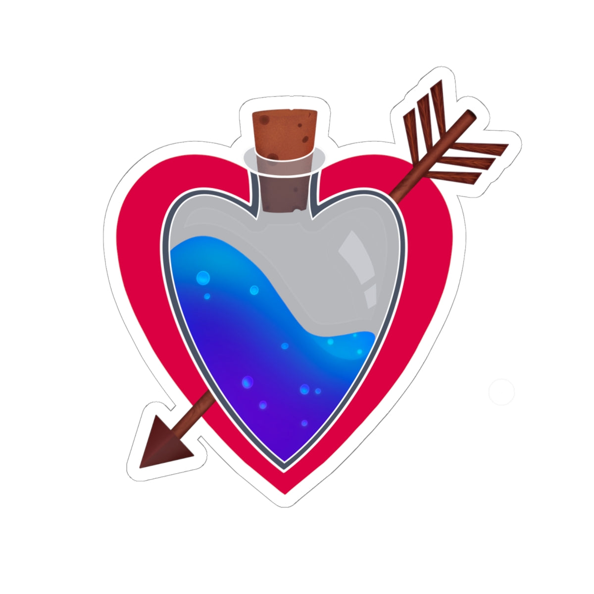 Love Potion Heart Sticker — Cute Arrowed Kiss-Cut Vinyl Sticker for Laptops & Gifts