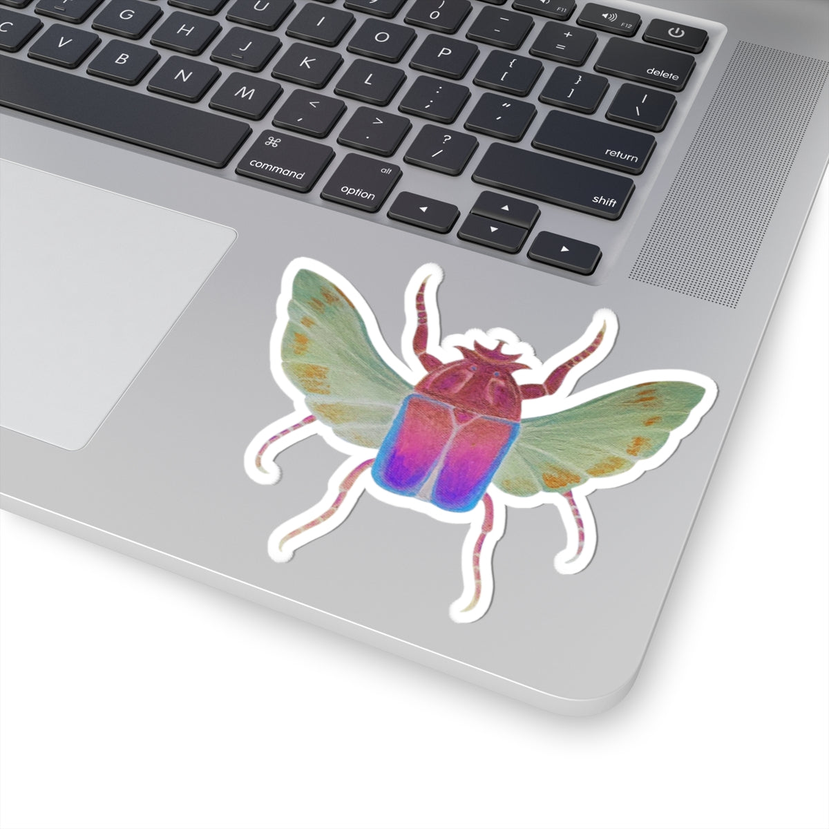 Iridescent Beetle Kiss-Cut Sticker — Colorful Bug Laptop Decal