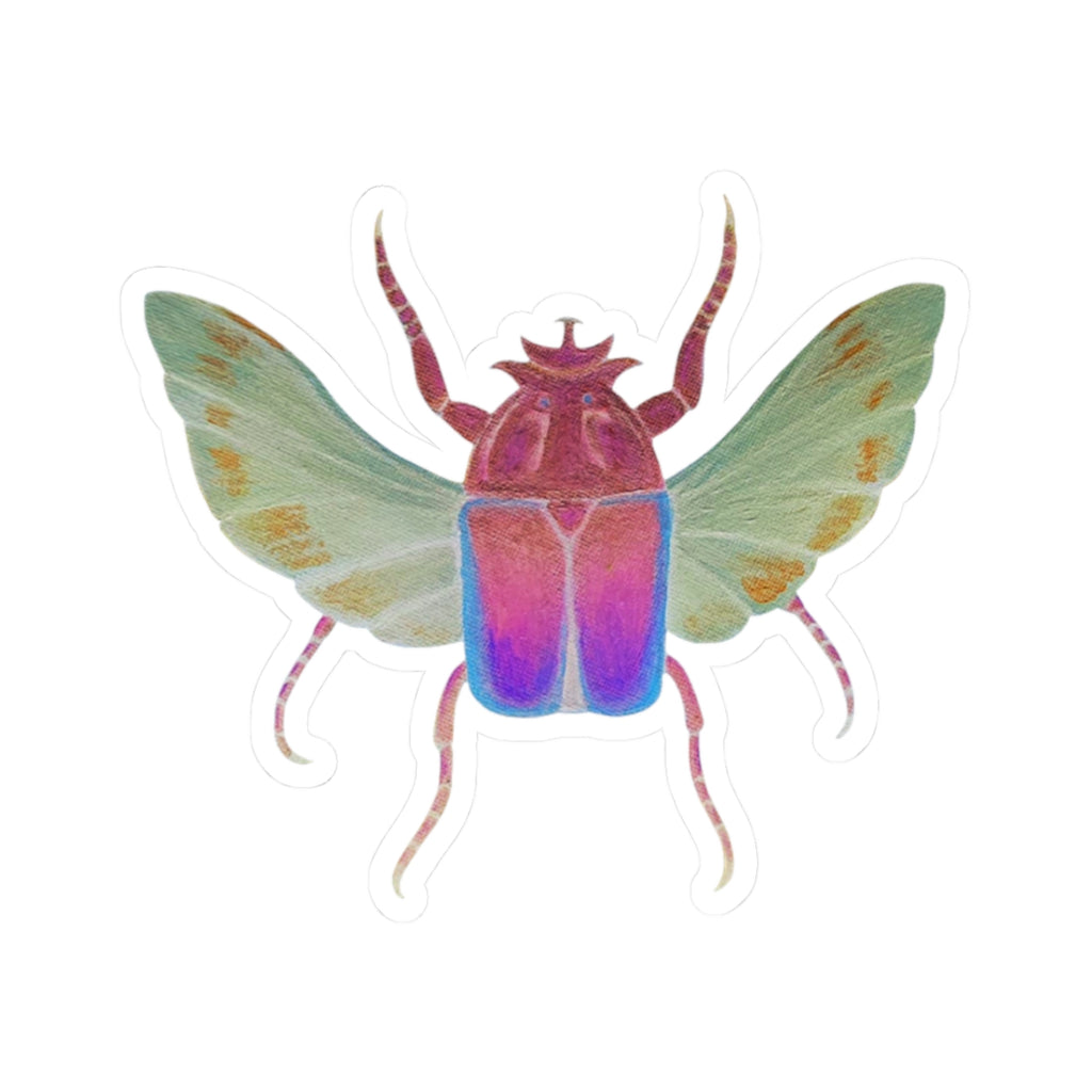 Iridescent Beetle Kiss-Cut Sticker — Colorful Bug Laptop Decal