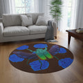 Round Rug — Emerald Beetle & Blue Roses Decorative Floor Mat