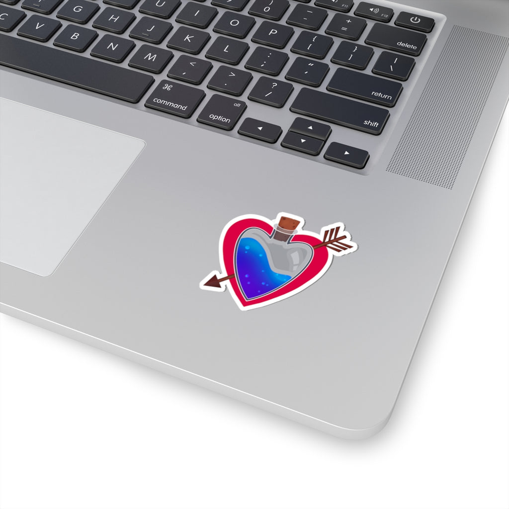 Love Potion Heart Sticker — Cute Arrowed Kiss-Cut Vinyl Sticker for Laptops & Gifts