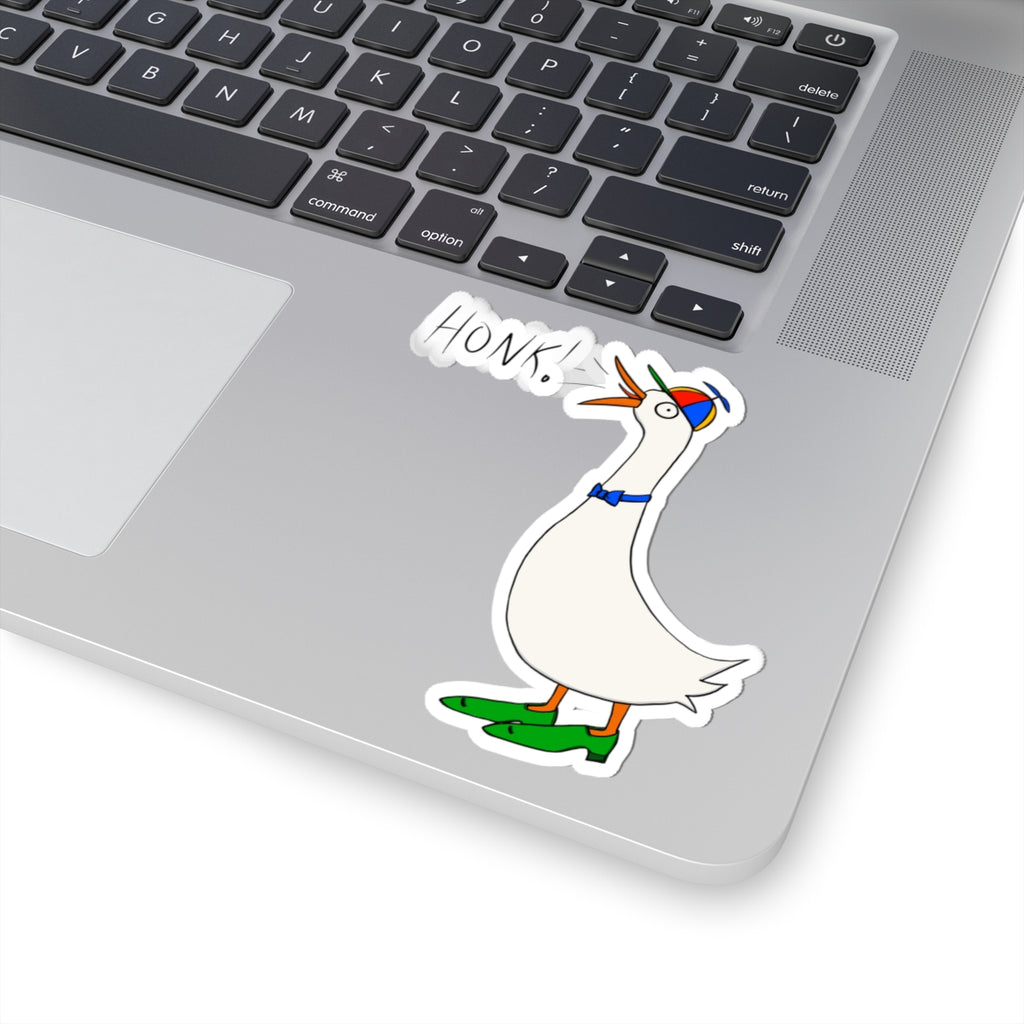 Goose "Honk!" Kiss-Cut Sticker — Cute Cartoon Bird Laptop Decal
