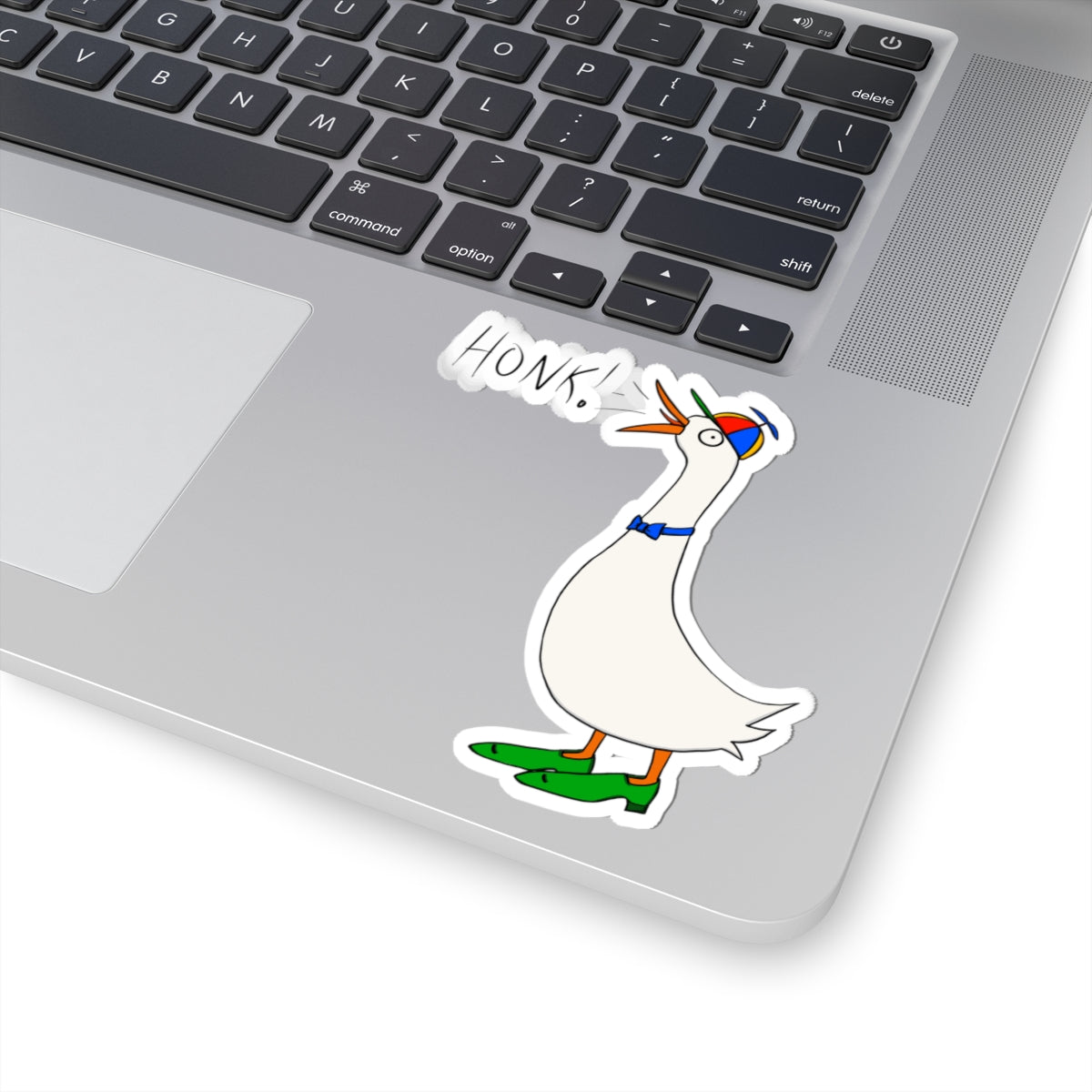 Goose "Honk!" Kiss-Cut Sticker — Cute Cartoon Bird Laptop Decal