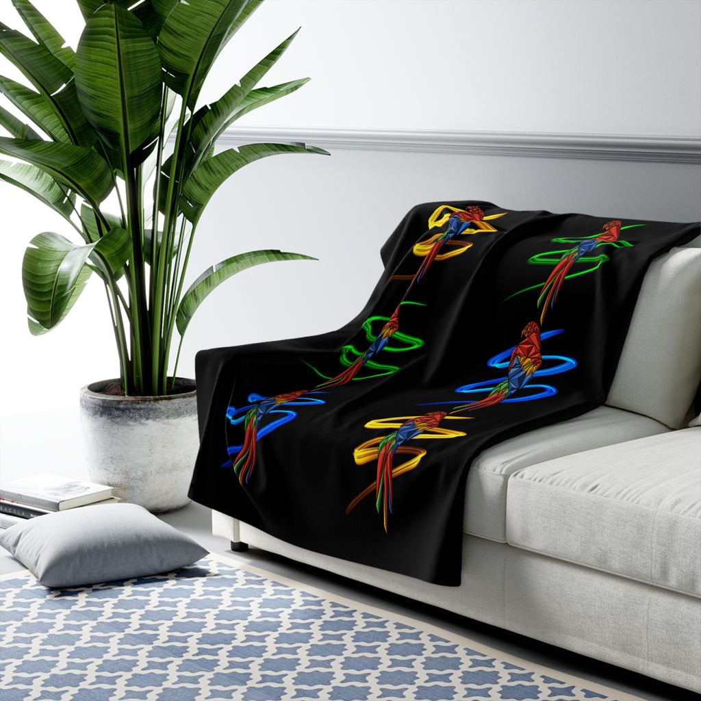 Origami Macaw Parrot Spiral Sherpa Fleece Blanket | Tropical Bird Throw