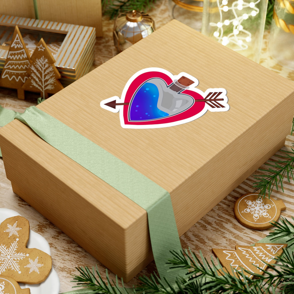 Love Potion Heart Sticker — Cute Arrowed Kiss-Cut Vinyl Sticker for Laptops & Gifts