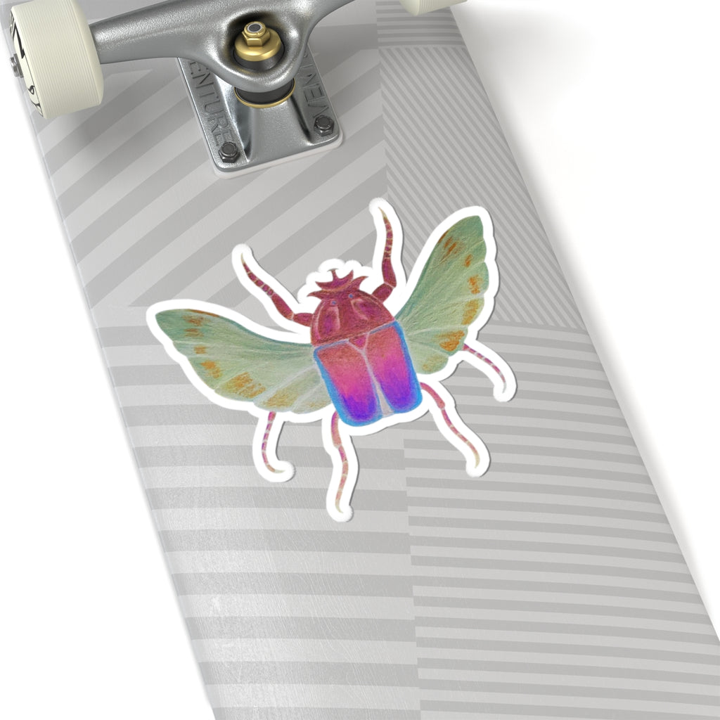Iridescent Beetle Kiss-Cut Sticker — Colorful Bug Laptop Decal