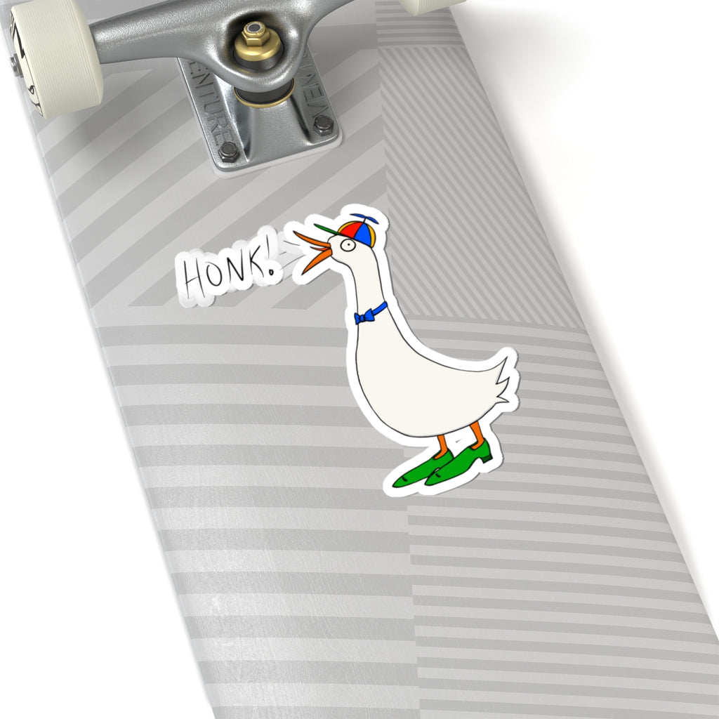 Goose "Honk!" Kiss-Cut Sticker — Cute Cartoon Bird Laptop Decal