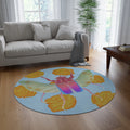 Round Botanical Beetle Rug — Colorful Scarab & Yellow Roses Accent Mat