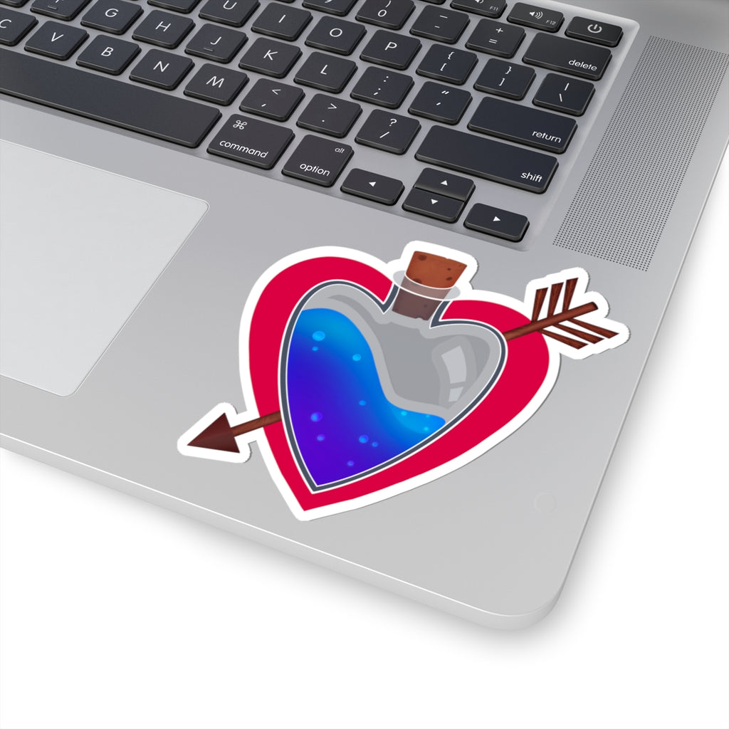 Love Potion Heart Sticker — Cute Arrowed Kiss-Cut Vinyl Sticker for Laptops & Gifts