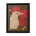 Framed Matte Canvas: White Raven with Red Peonies Art Print