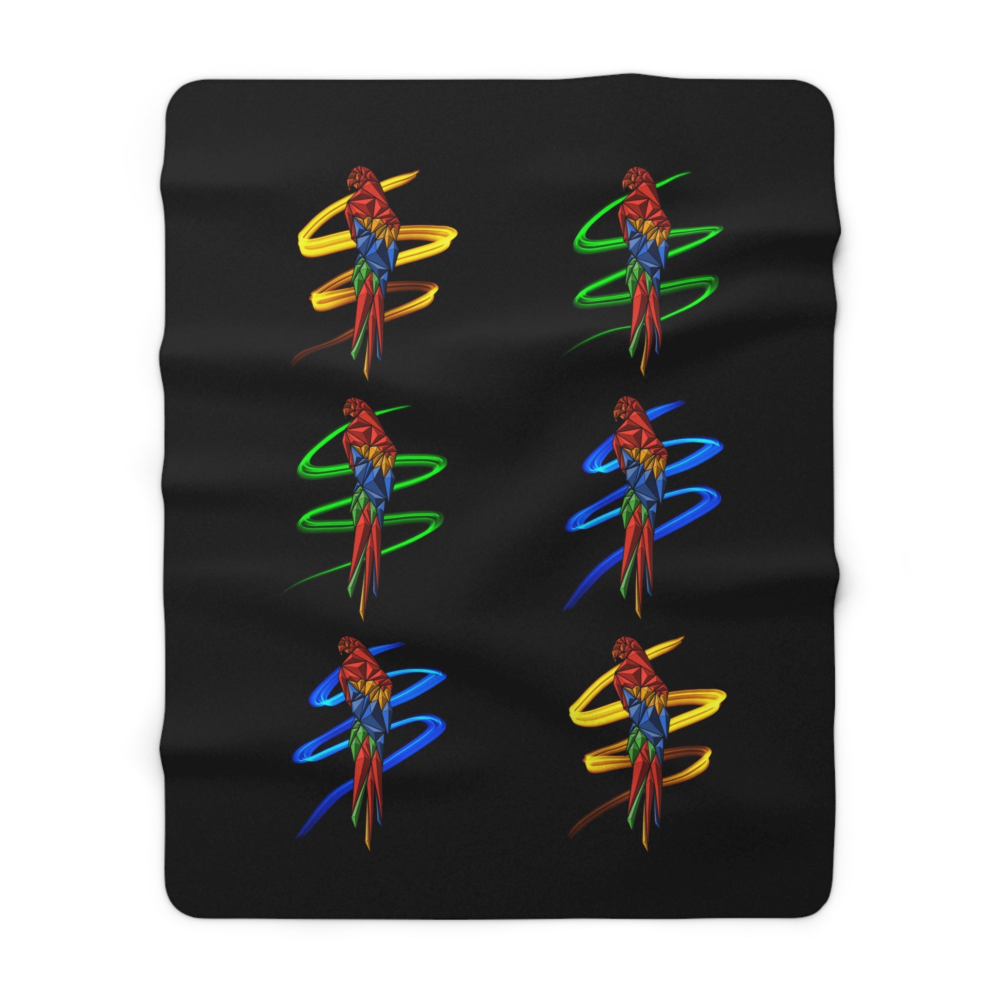 Origami Macaw Parrot Spiral Sherpa Fleece Blanket | Tropical Bird Throw
