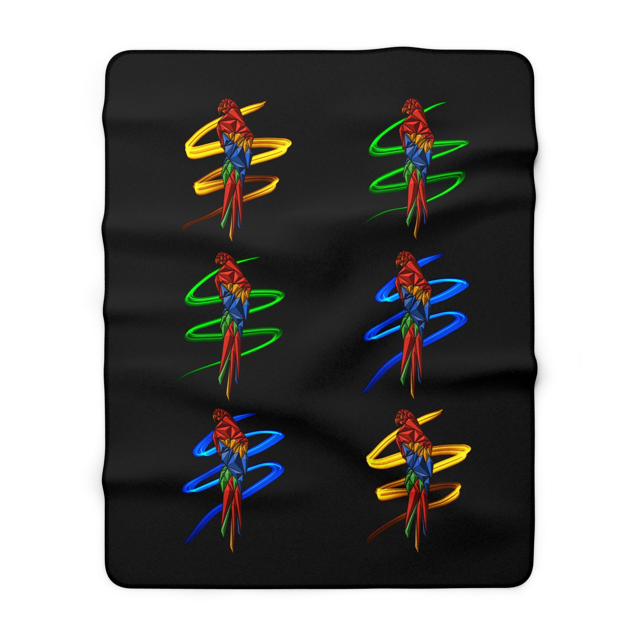 Origami Macaw Parrot Spiral Sherpa Fleece Blanket | Tropical Bird Throw
