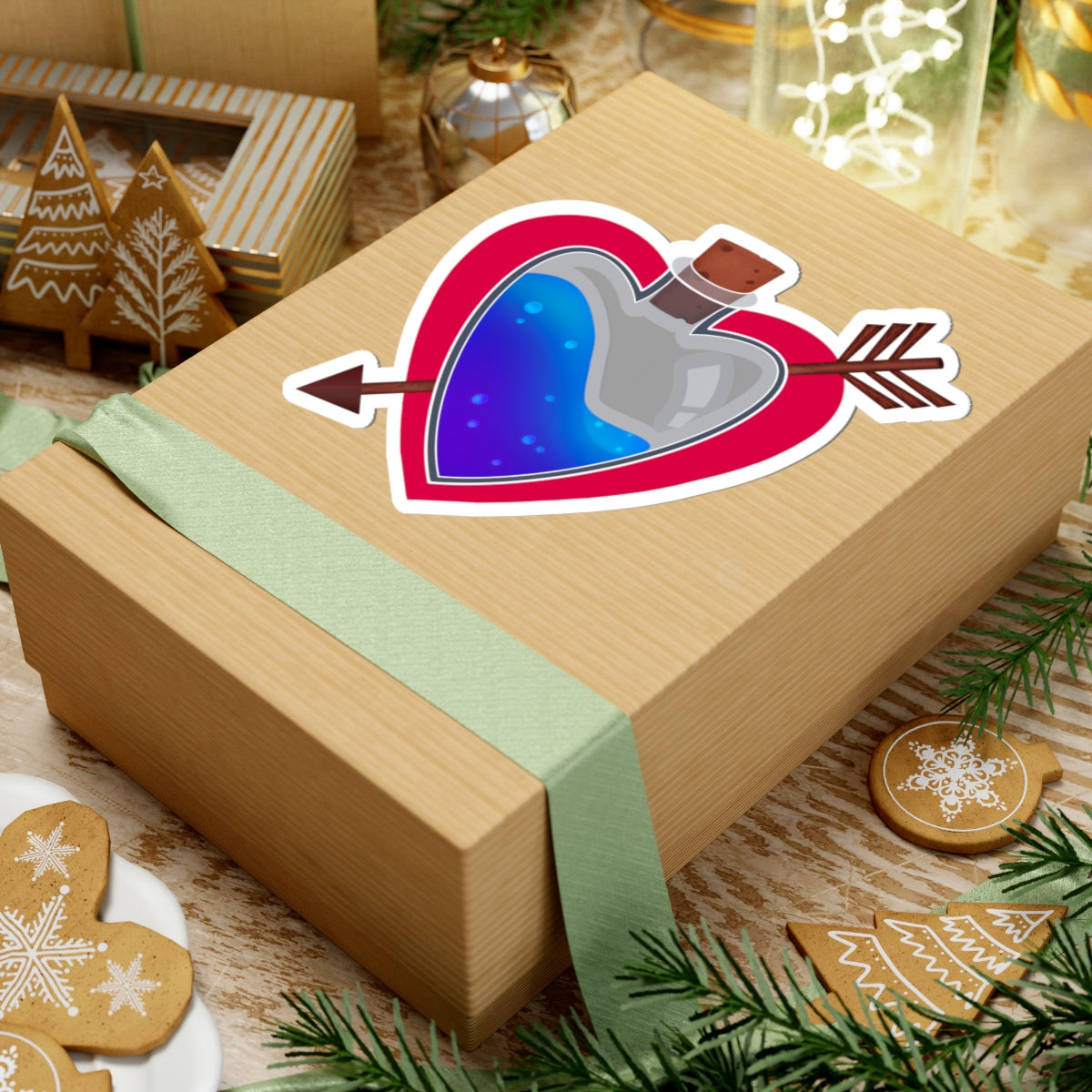 Love Potion Heart Sticker — Cute Arrowed Kiss-Cut Vinyl Sticker for Laptops & Gifts
